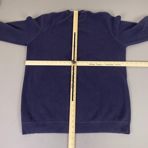 Eddie Bauer Sweater Mens XL Tall Blue Ribbed Knit Pullover Crew Neck 100% Cotton - Picture 6 of 9